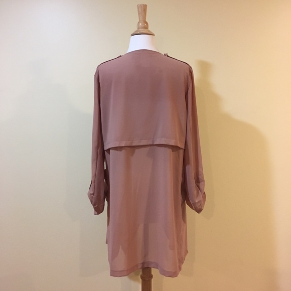 Chiffon Waterfall Lapel Rolled Sleeve Cardigan - Picture 5 of 5